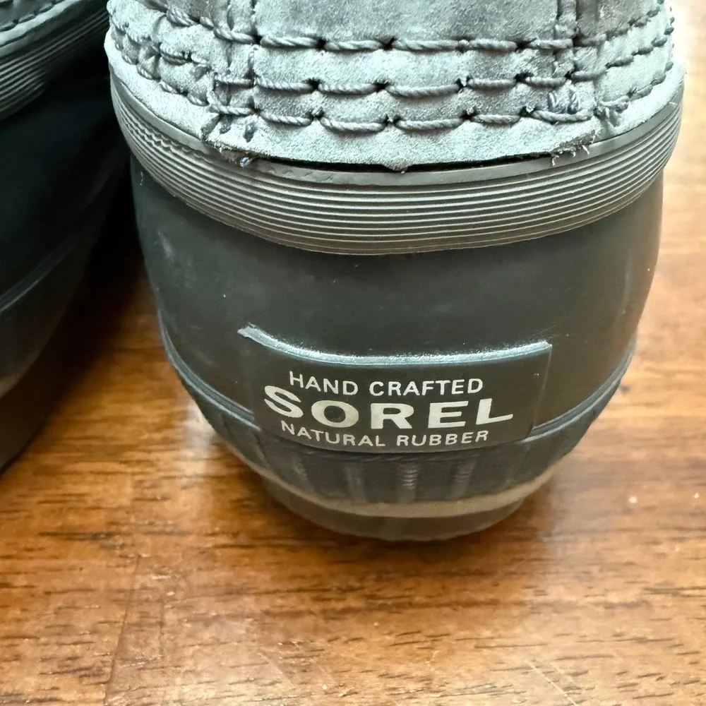 Sorel Cheyanne II Duck Boots Men 10.5 Gray Waterproof Leather Rubber NM2575-052